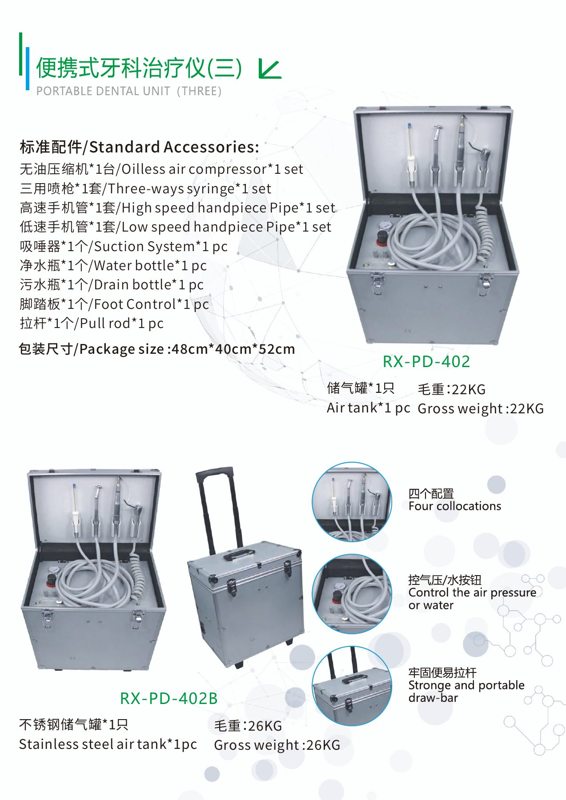 RX-PD-402 Portable Dental Unit 402 Series