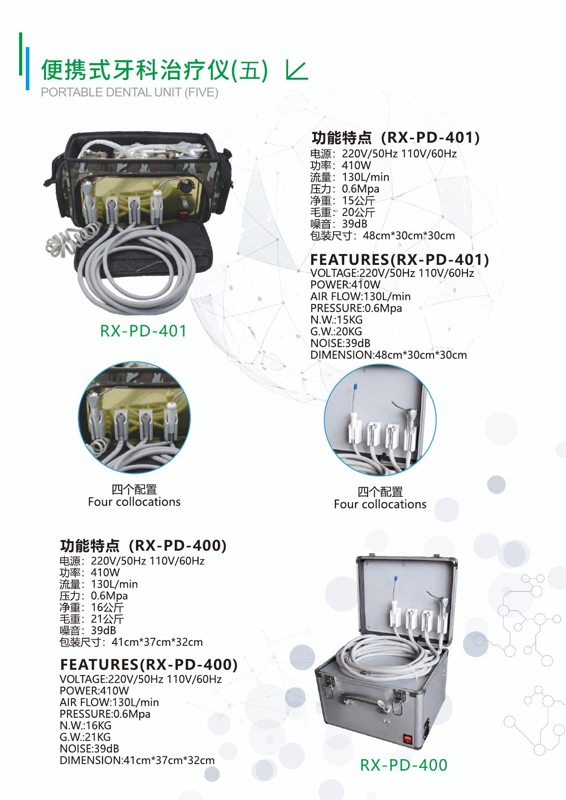 RX-PD-401 Portable Dental Units 400 and 401