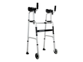 Aluminum single-curved walker with wheels and elbow rest