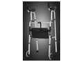 Aluminum single-curved walker with wheels, elbow rest and seat board